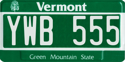 VT license plate YWB555