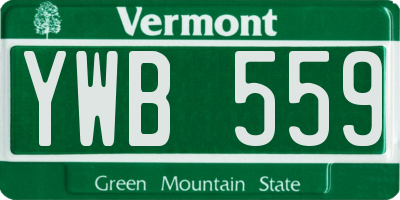 VT license plate YWB559