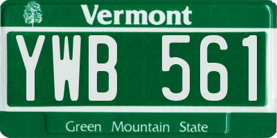 VT license plate YWB561