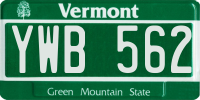 VT license plate YWB562