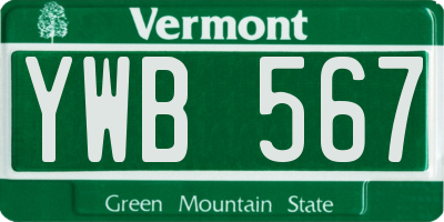 VT license plate YWB567