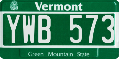VT license plate YWB573