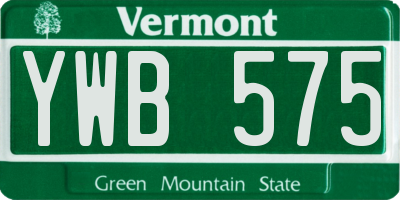 VT license plate YWB575