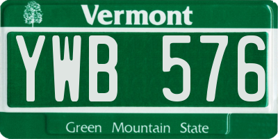 VT license plate YWB576