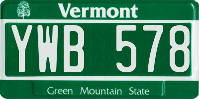 VT license plate YWB578