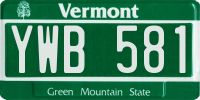 VT license plate YWB581