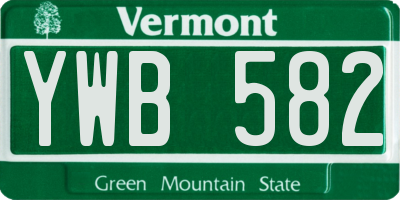 VT license plate YWB582