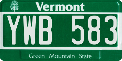 VT license plate YWB583