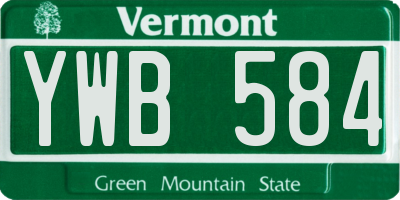 VT license plate YWB584