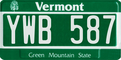 VT license plate YWB587