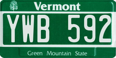 VT license plate YWB592