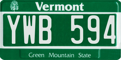 VT license plate YWB594