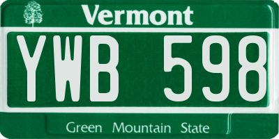 VT license plate YWB598