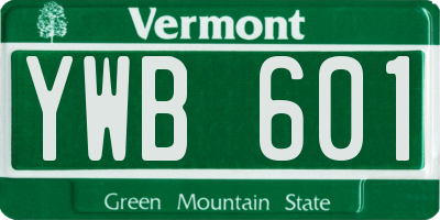 VT license plate YWB601