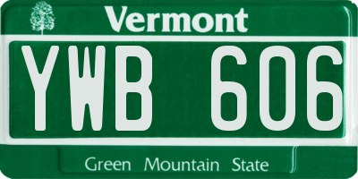 VT license plate YWB606