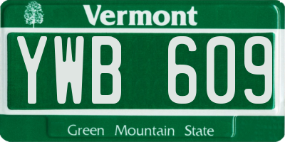 VT license plate YWB609