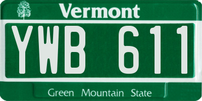 VT license plate YWB611