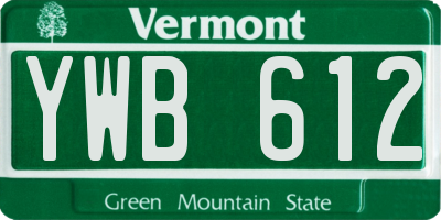 VT license plate YWB612