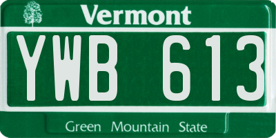 VT license plate YWB613