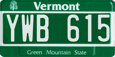 VT license plate YWB615