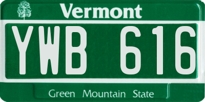 VT license plate YWB616