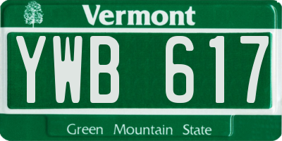 VT license plate YWB617