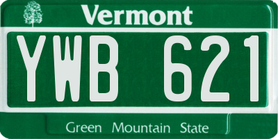VT license plate YWB621