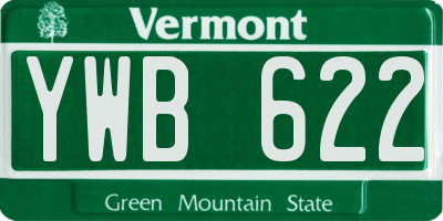 VT license plate YWB622