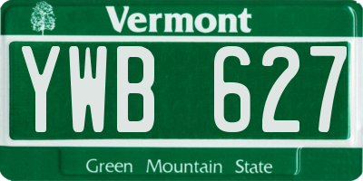 VT license plate YWB627