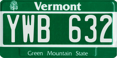 VT license plate YWB632