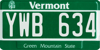 VT license plate YWB634