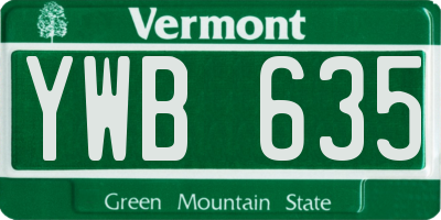VT license plate YWB635