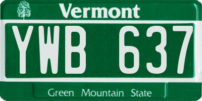 VT license plate YWB637