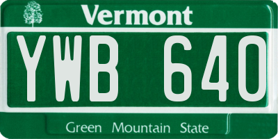 VT license plate YWB640