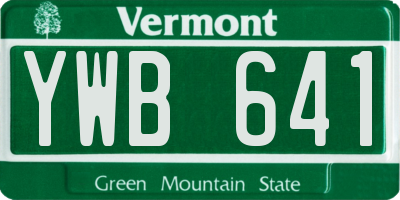VT license plate YWB641