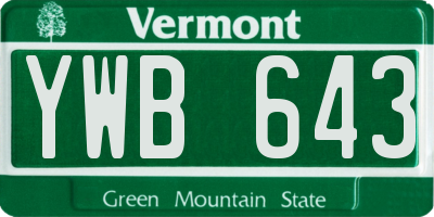 VT license plate YWB643