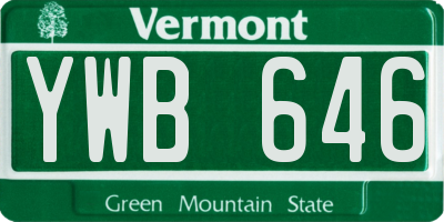 VT license plate YWB646