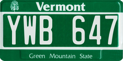 VT license plate YWB647
