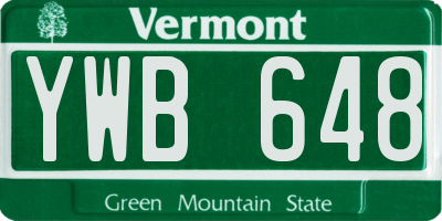 VT license plate YWB648