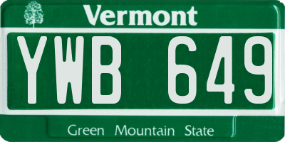 VT license plate YWB649