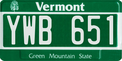 VT license plate YWB651