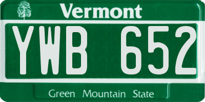 VT license plate YWB652