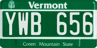 VT license plate YWB656