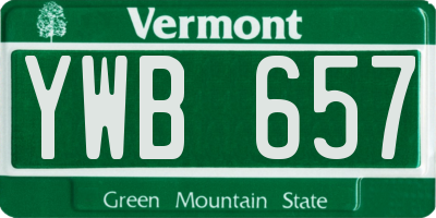 VT license plate YWB657