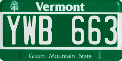 VT license plate YWB663