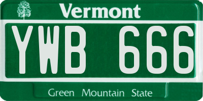 VT license plate YWB666