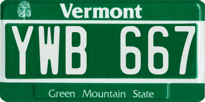 VT license plate YWB667