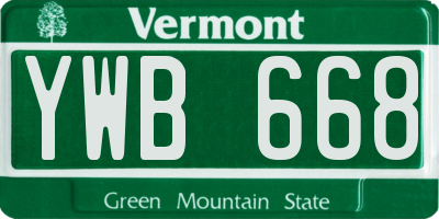 VT license plate YWB668