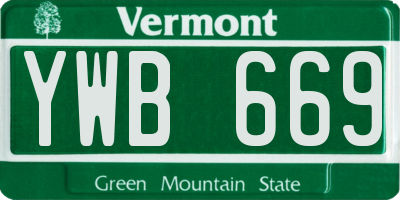 VT license plate YWB669