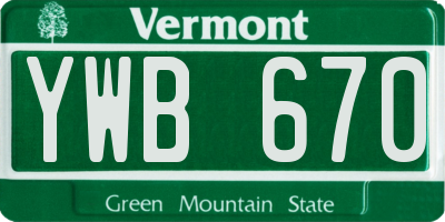 VT license plate YWB670